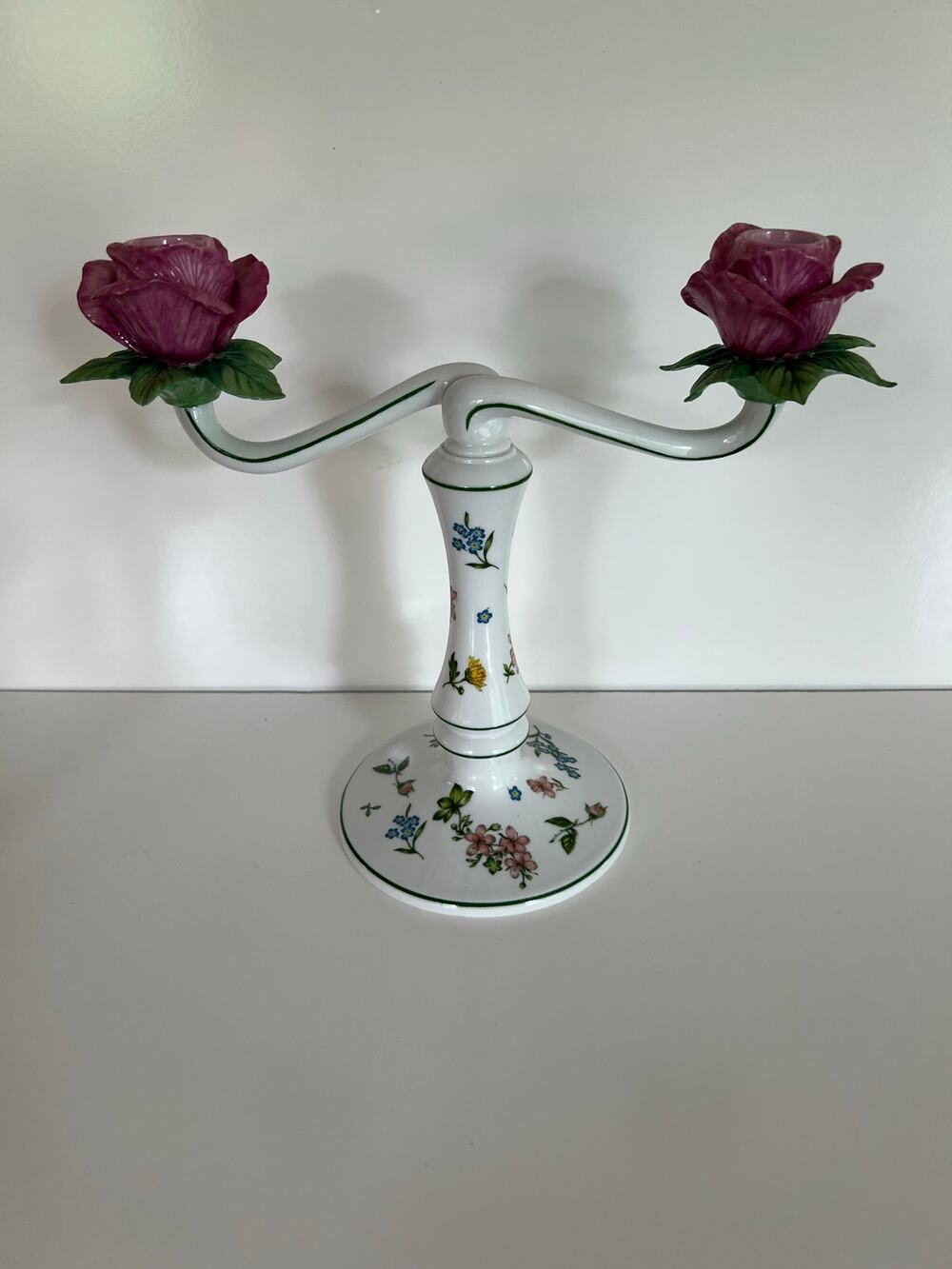Vintage Franklin Mint Candelabra Les Fleurs De Provence Le Cordon Bleu Rose JL
